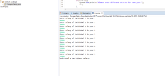 Java Program to compare the distinct salaries of two individuals for the last 5 years Solved
