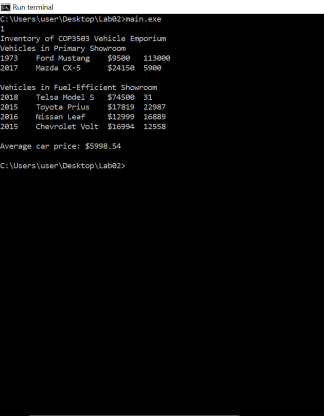 COP3503 Lab 2 – Classes Solution
