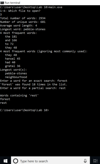COP3503 Lab 10 – File Lexer Solution