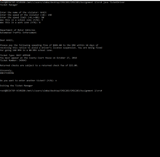CMSC203 Assignment #2 Speeding Tickets Solved