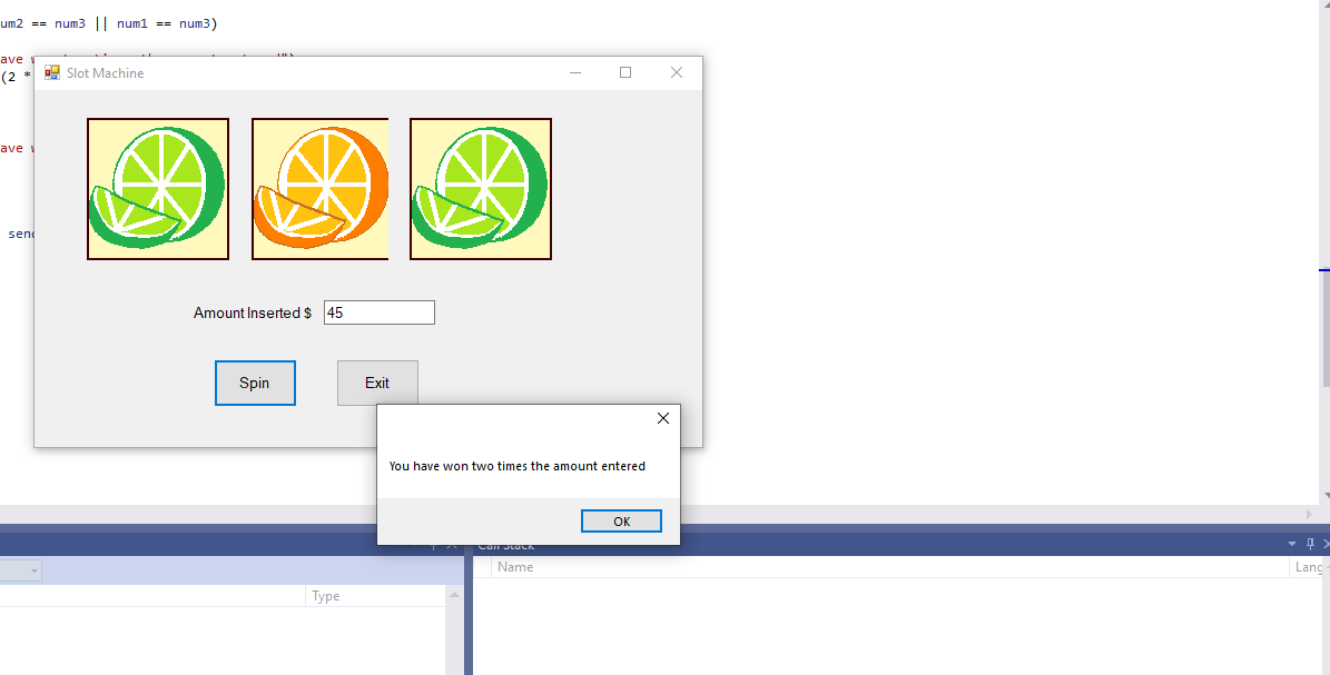 SOLVED:Slot Machine Simulation Using Visual C# - Image 2