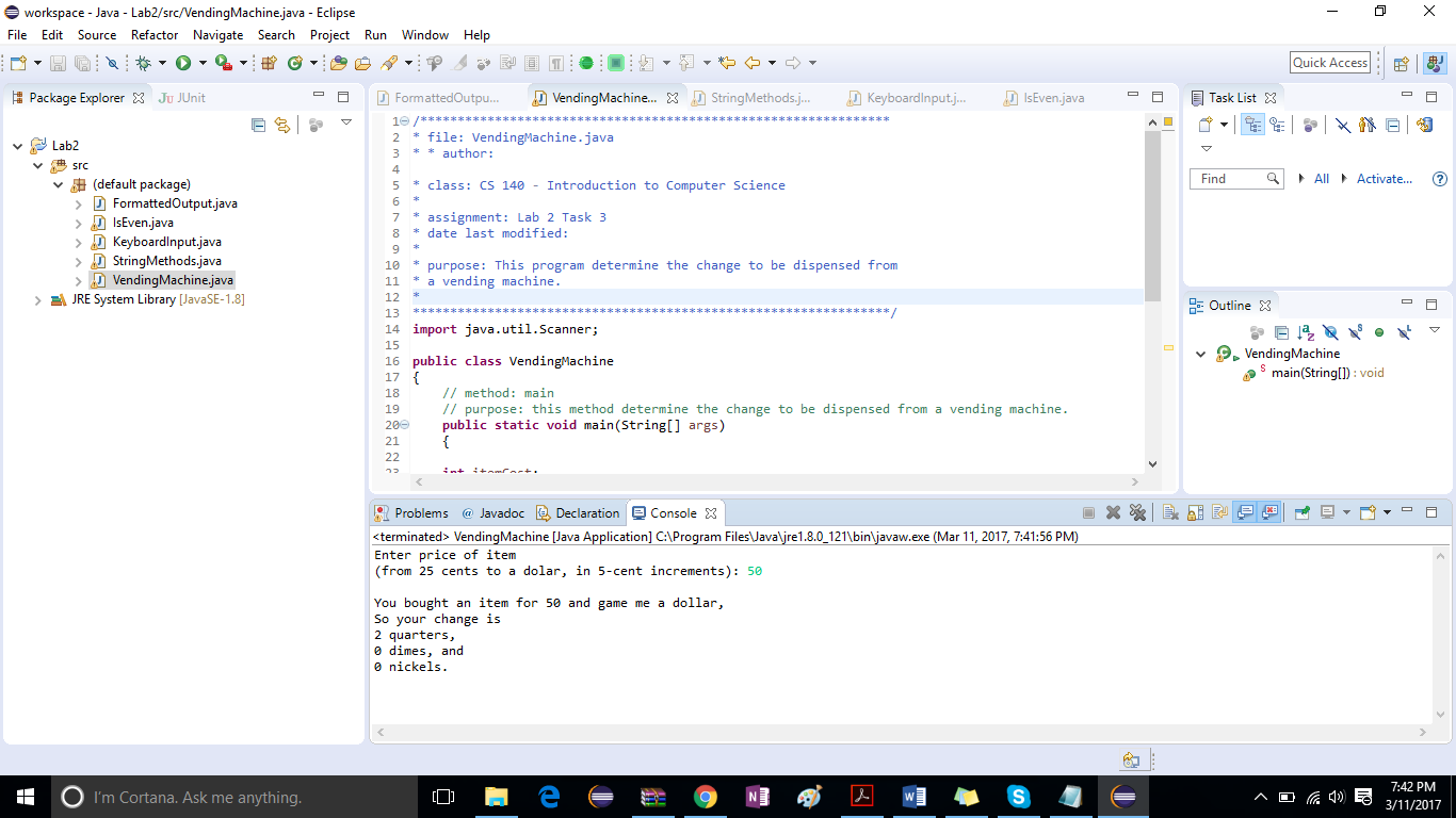 Solved: CS 140 Introduction to Computer Science Lab #2