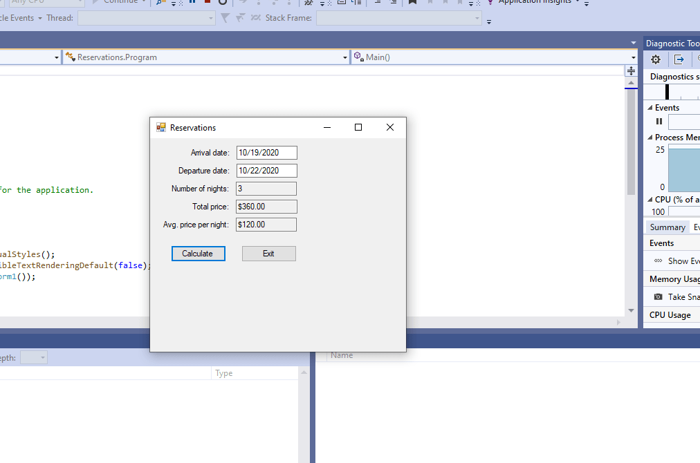 Calculate reservation totals Solved