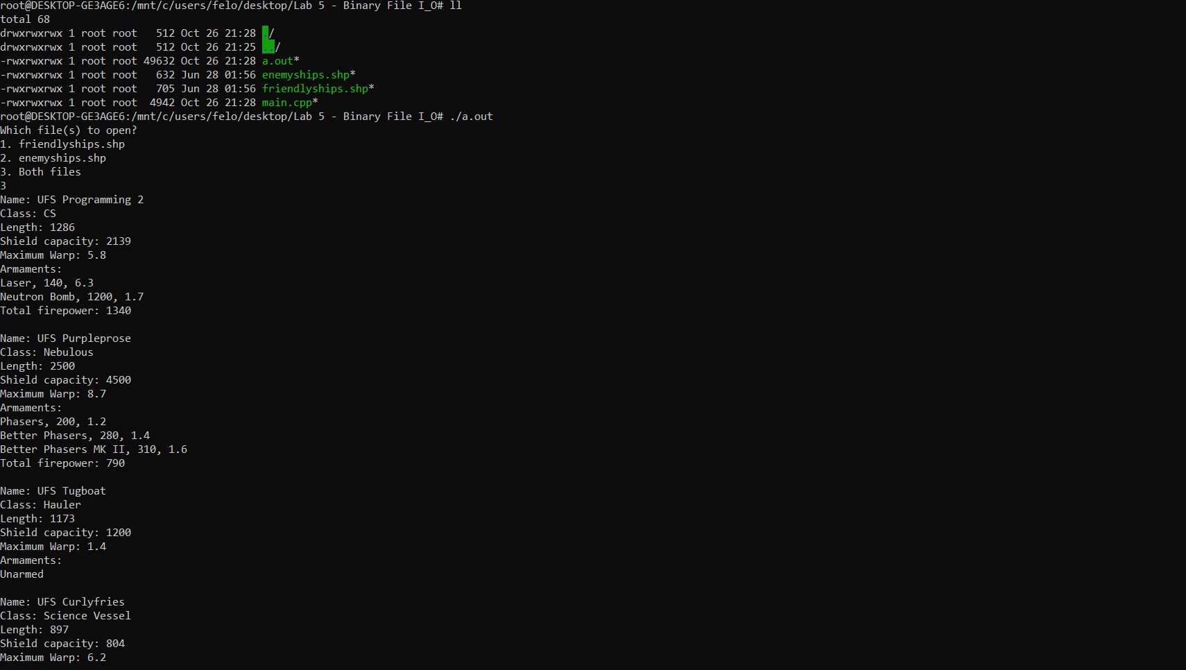 COP3503 Lab 5 - Binary File IO Solved