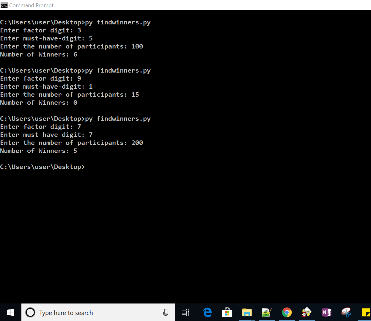 Problem 3: Who are the Winners Solved
