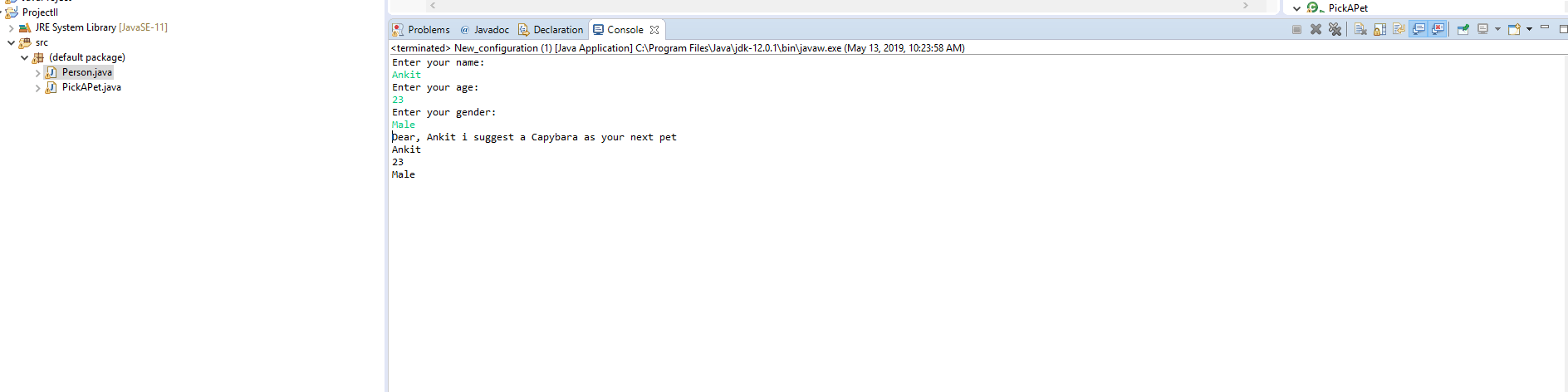 java program that prompts the user for their gender, age, and name Solved